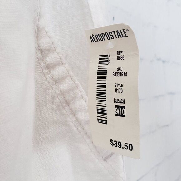 Aeropostale Y2K Cropped Linen Pants Size 9 / 10 White Low Rise NEW Deadstock - Picture 6 of 9